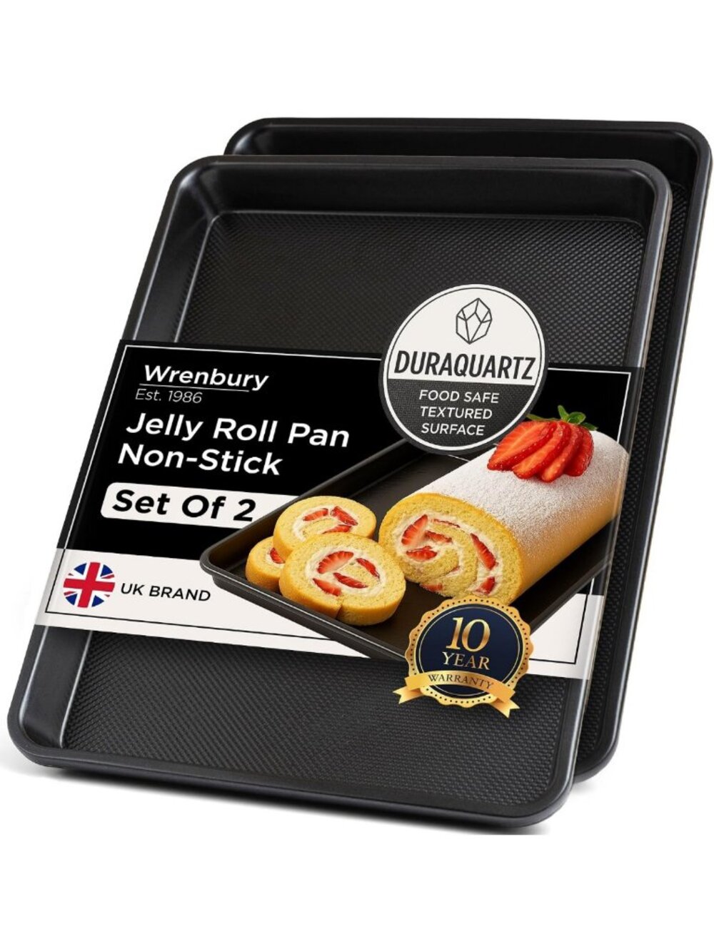 Non-Stick Jelly Roll Pan Set of 2 - 15x10 Baking Sheets, Food Safe & Durable